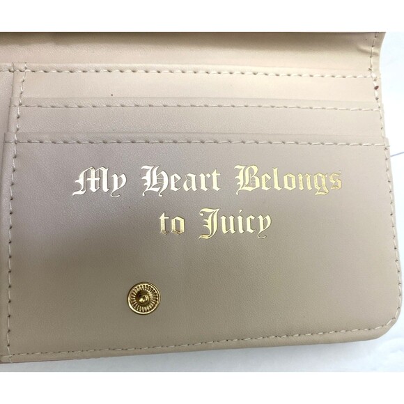Juicy Couture Pink Zip Around Wallet Heart Charm Small Patent Logo Embossed Y2K - Picture 10 of 15